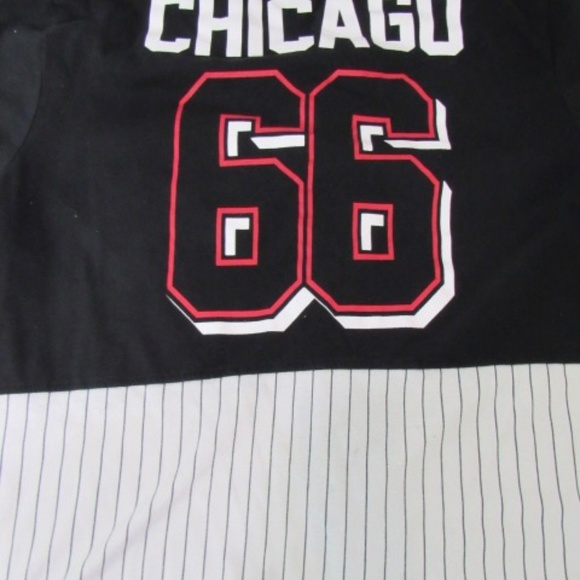Chicago Bull NBA #66 Black White Snap Button Cotton Blend Jersey - Picture 6 of 10
